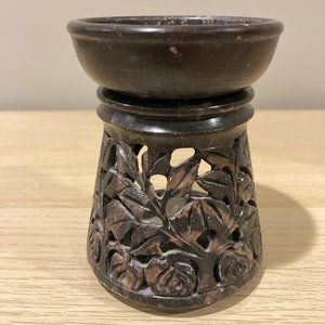 Vintage Hand Carved Soap Stone Tree of Life Design Oil/Wax Burner w/Tealight